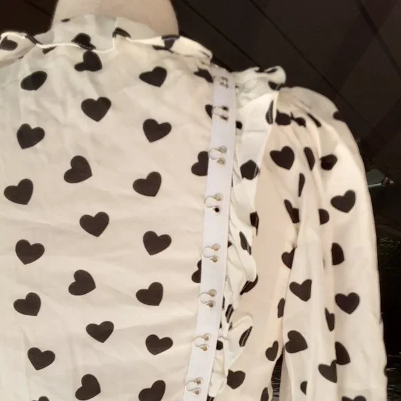FOR LOVE & LEMONS SAMPLE “WILLOW” HEART PRINT LONG SLEEVE TOP SIZE S - Picture 4 of 5